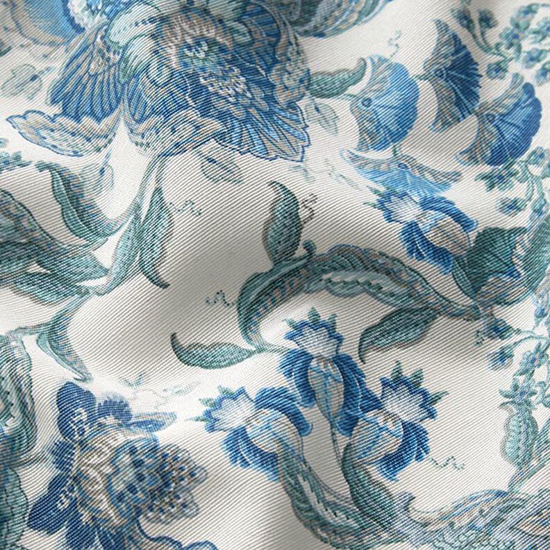Tecido para decoração Lona Ornamentos florais orientais 280 cm – branco/azul,  image number 2
