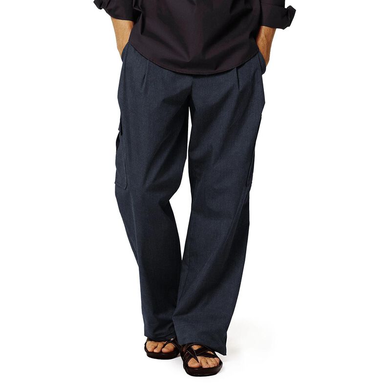 Tecido de mistura de rami lavado a pedra, qualidade pesada – azul-noite,  image number 5