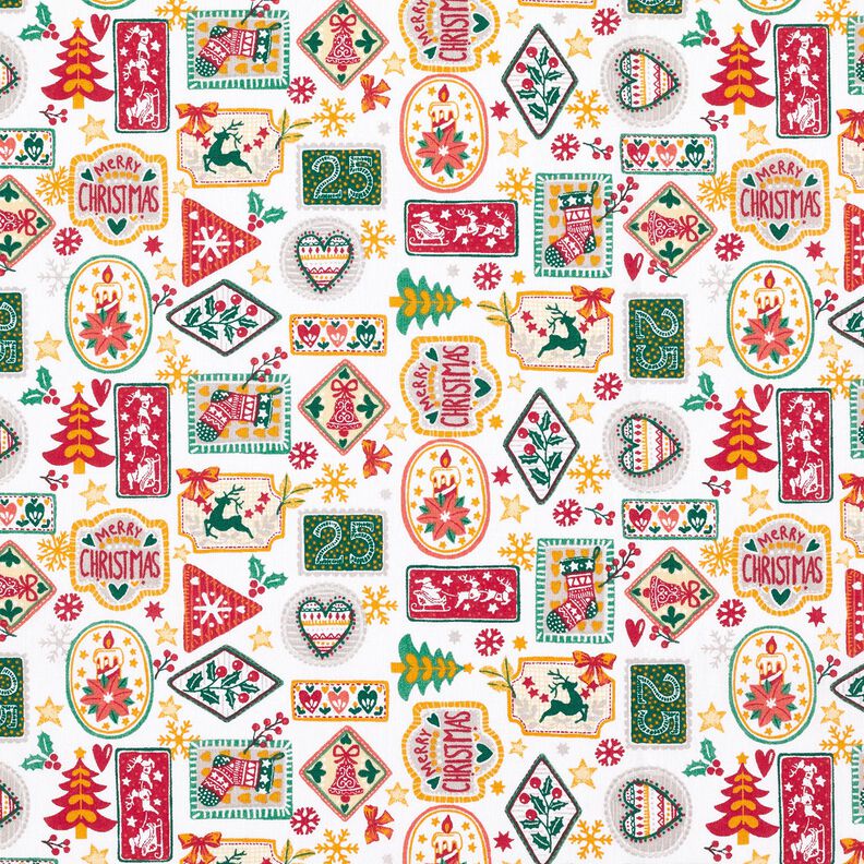 Tecido de algodão Popelina Imagens de Natal – branco/carmin,  image number 1