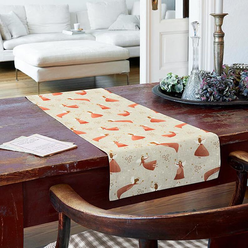 Tecido para decoração Meio linho Panamá Anjinho – natural/cor de coral,  image number 8