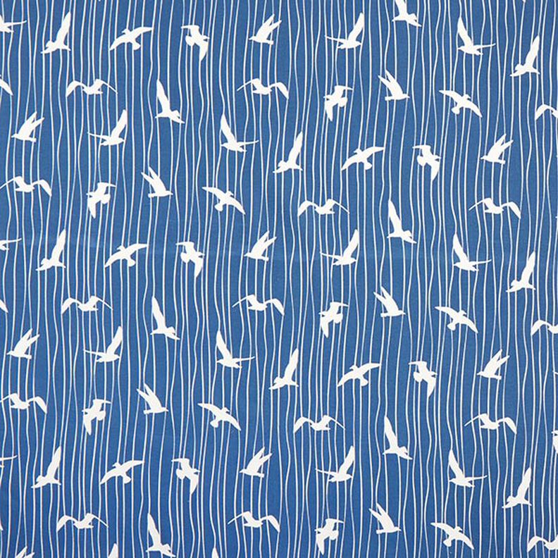 Tecido para decoração Meio linho Panamá Gaivotas – azul-oceano/branco,  image number 1