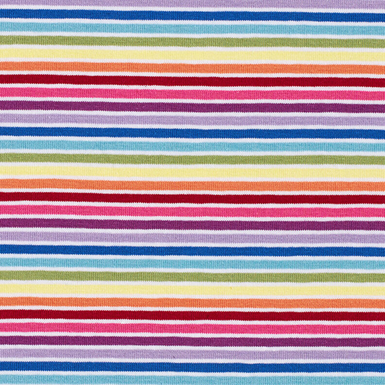 Jersey de algodão Riscas horizontais Arco-íris – branco/mistura de cores,  image number 1