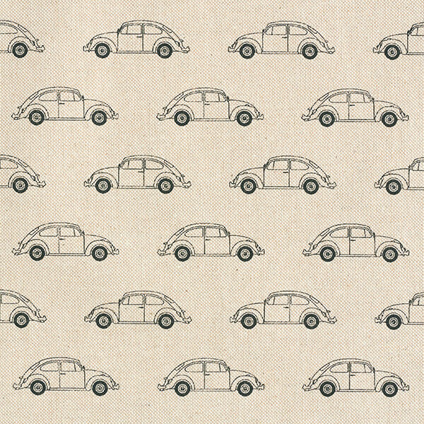 Tecido para decoração meio linho panamá VW Carocha Mini – natural/preto,  image number 1