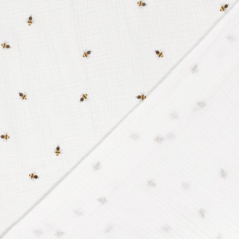 Musselina/ Tecido plissado duplo Abelhinha – branco sujo/dourado,  image number 4