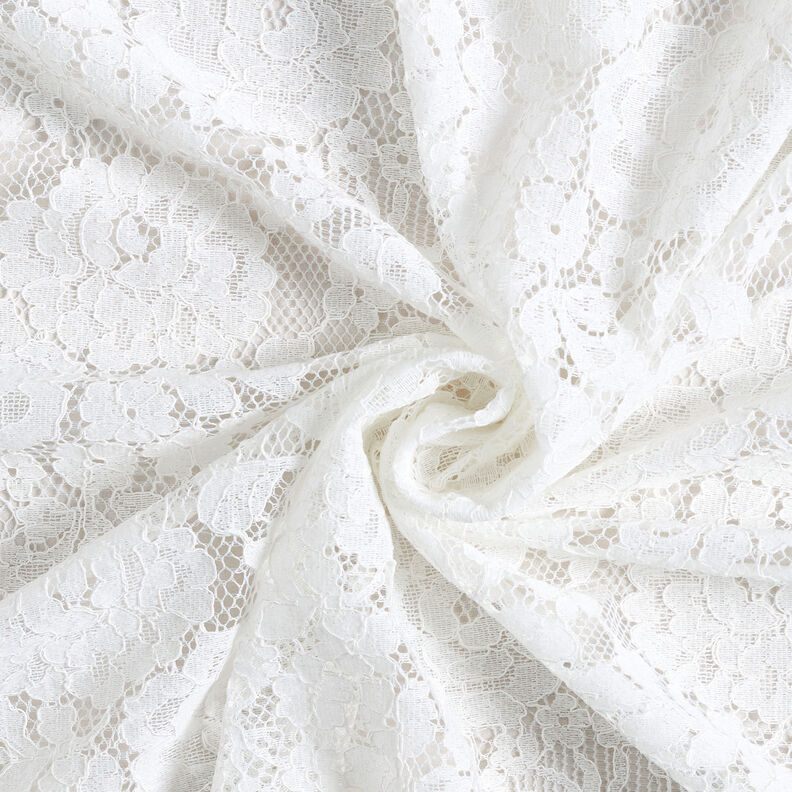Tecido fino de renda Motivo floral – branco,  image number 5