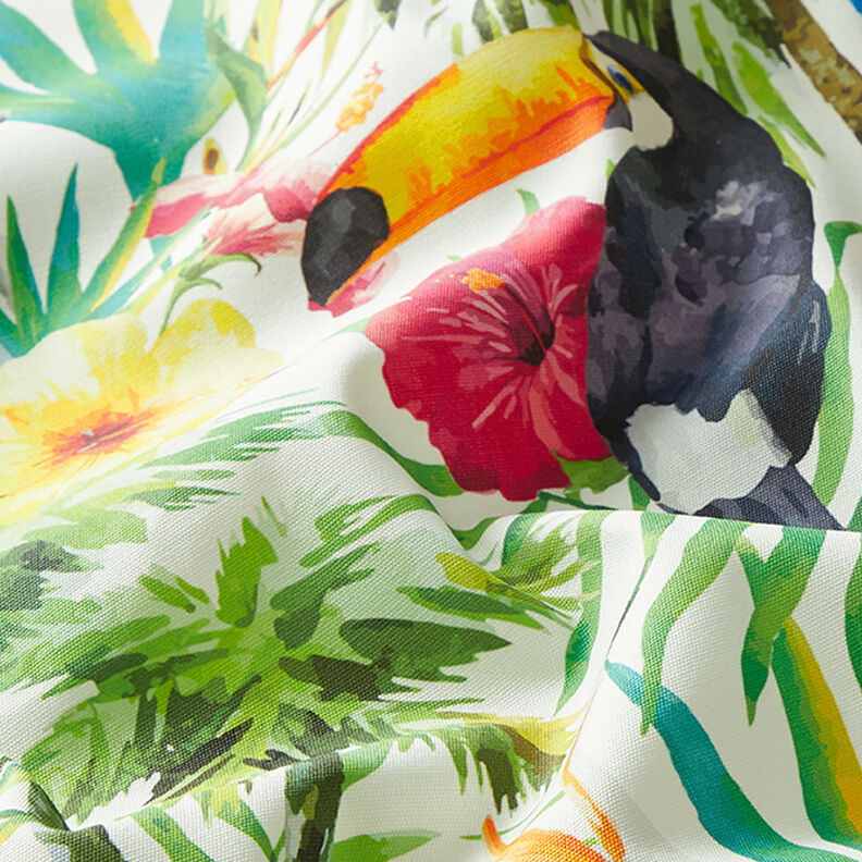 Tecido para exteriores Lona Pássaro tropical – branco/verde,  image number 2