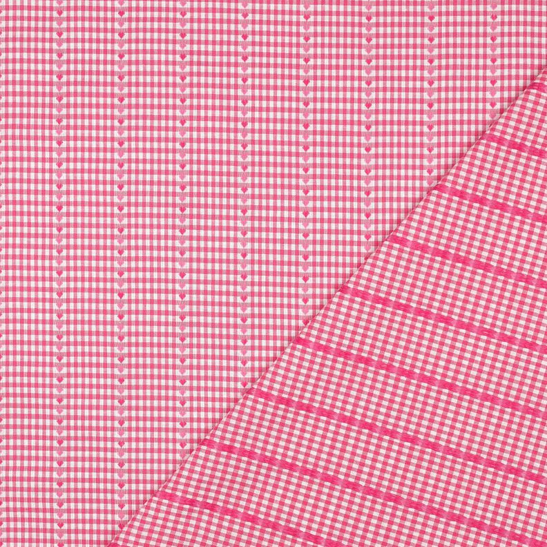 Tecido de algod&atilde;o Jacquard losangos e cora&ccedil;&otilde;es &ndash; pink/branco,  image number 4