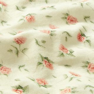 Musselina/ Tecido plissado duplo Rosas pequenas Impressão Digital | Stenzo – branco sujo, 