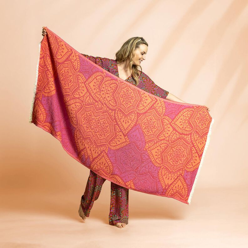 Moda de praia Toalha estilo hammam Ornamentos Jacquard – vermelho/laranja-pêssego,  image number 5