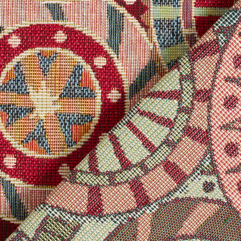 Tecido para decoração Gobelina Círculos coloridos – carmin/bege claro,  image number 4