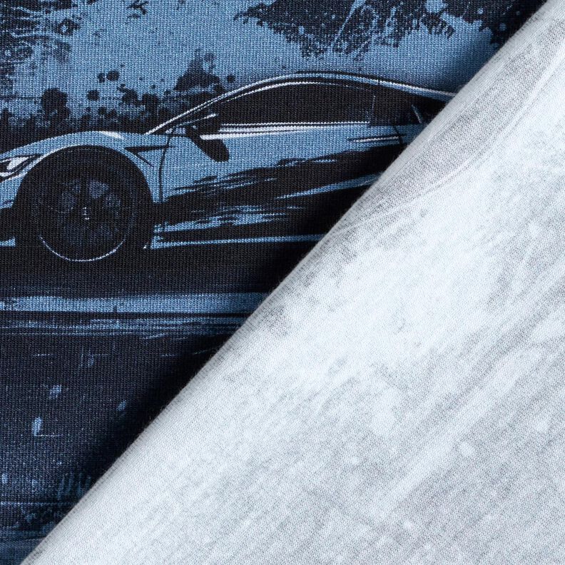 Jersey de algodão Carro de corrida Impressão Digital – preto azulado,  image number 4