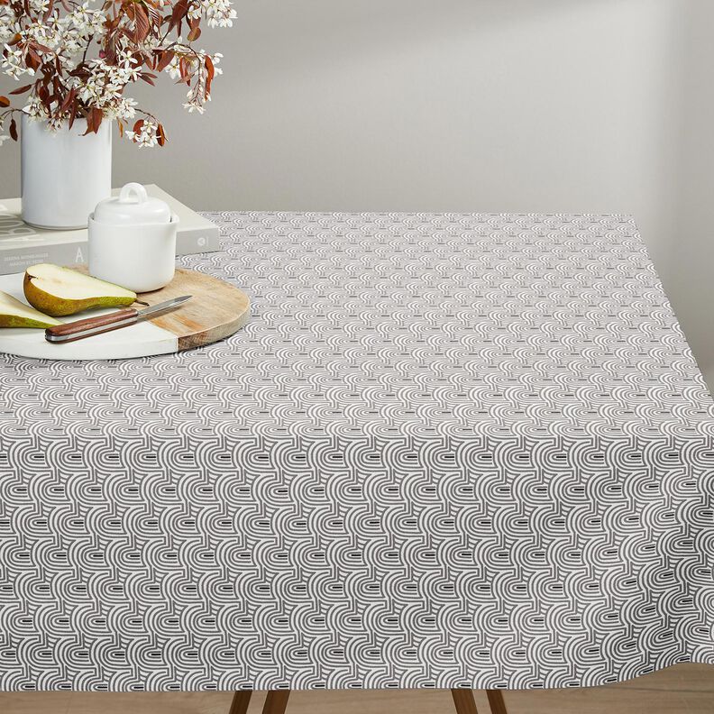 Tecido para decora&ccedil;&atilde;o Meio linho Panam&aacute; Arcos minimalistas &ndash; branco/cinzento,  image number 7