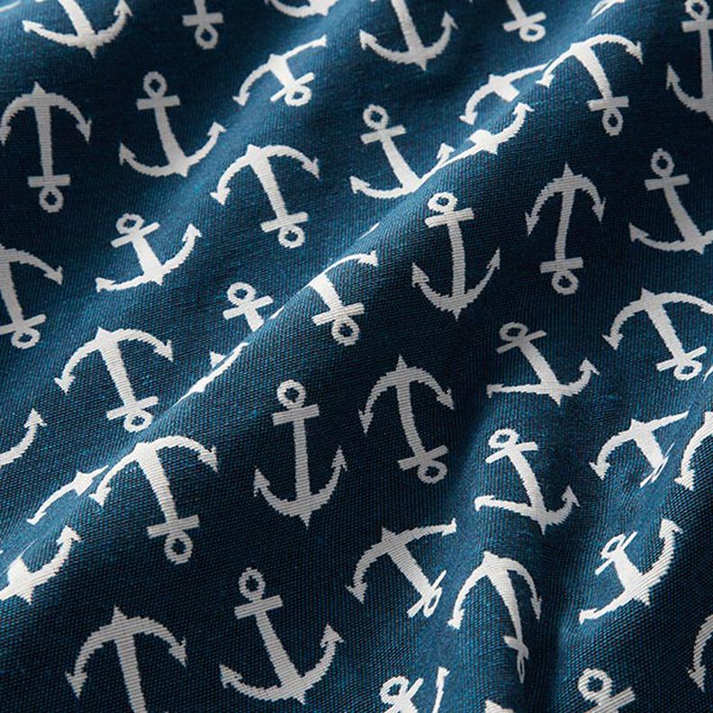 Tecido para decoração Jacquard Âncora – azul-oceano/branco,  image number 2