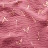 Musselina/ Tecido plissado duplo Estampado prateado Folhas – framboesa/dourado,  thumbnail number 2
