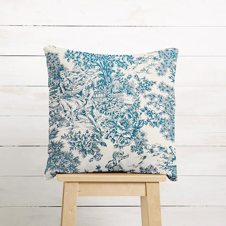 Tecido para decoração Lona Toile de Jouy 280 cm – azul,  image number 6