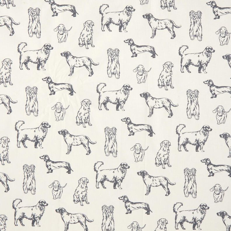 Tecido para decoração Lona Cães – creme/cinzento,  image number 1