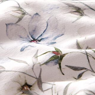 Jersey de algodão orgânico Prado de flores aguarela – cinzento-névoa/azul aço, 
