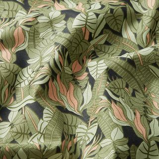 Tecido de algodão Cretone Folhas tropicais – preto/verde, 