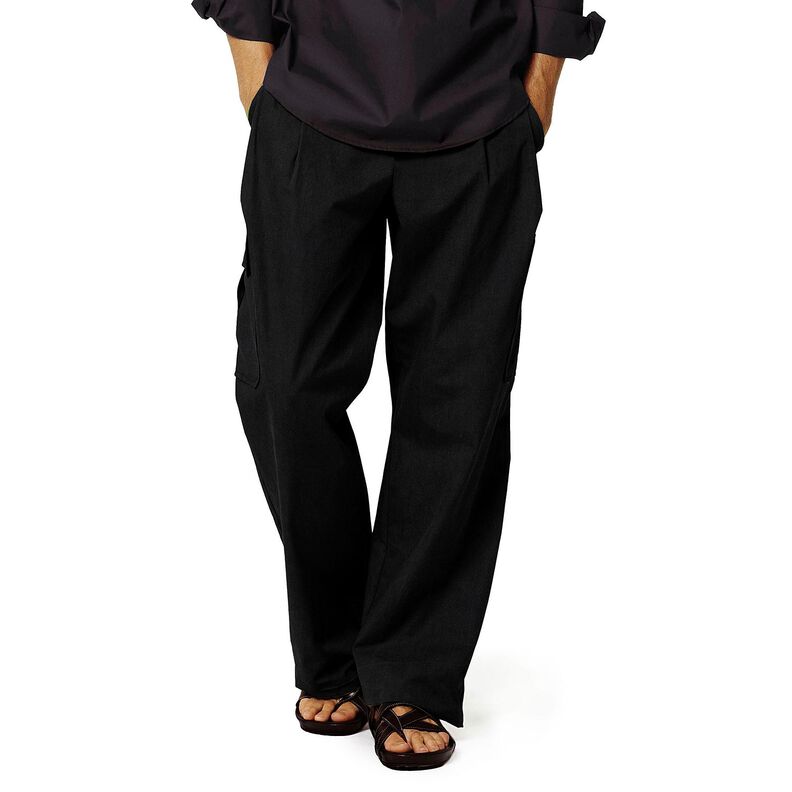 Tecido de mistura de rami lavado a pedra, qualidade pesada – preto,  image number 5