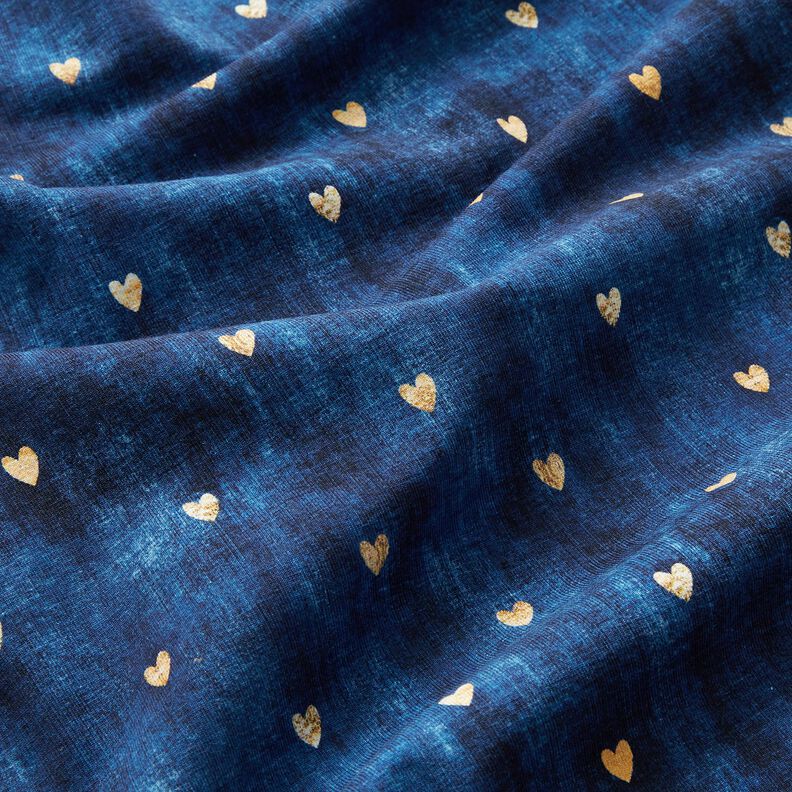 Jersey de algodão Corações dourados | Glitzerpüppi – índigo,  image number 2