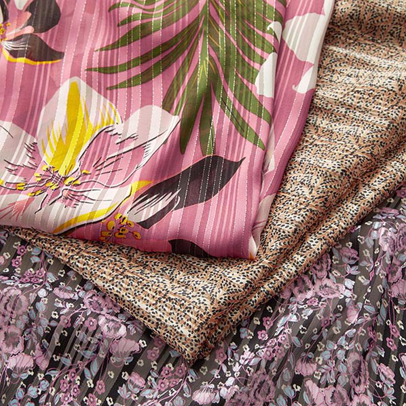 Chiffon de cetim e Ramos de arroz às riscas brilhantes – branco sujo,  image number 5