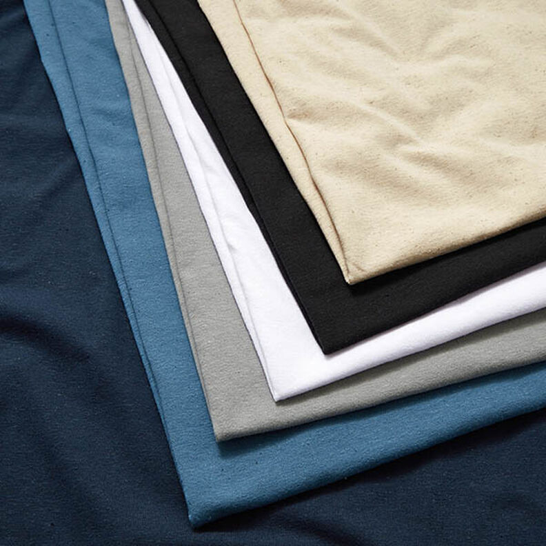 Jersey em mistura algodão e linho liso – azul-marinho,  image number 4