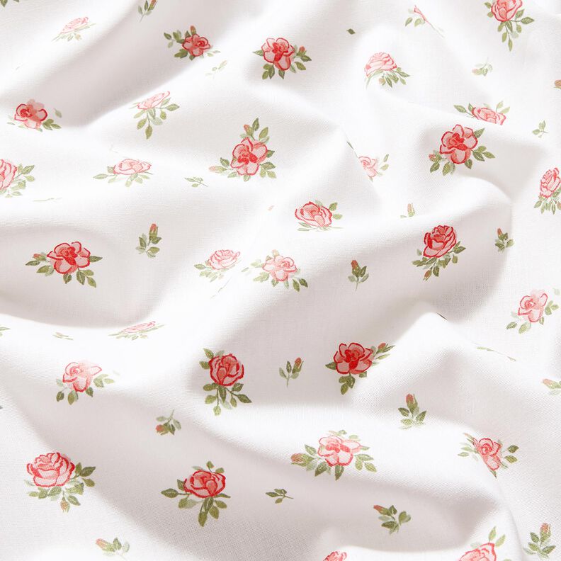 Popelina de algodão Rosas delicadas – vermelho/branco,  image number 2