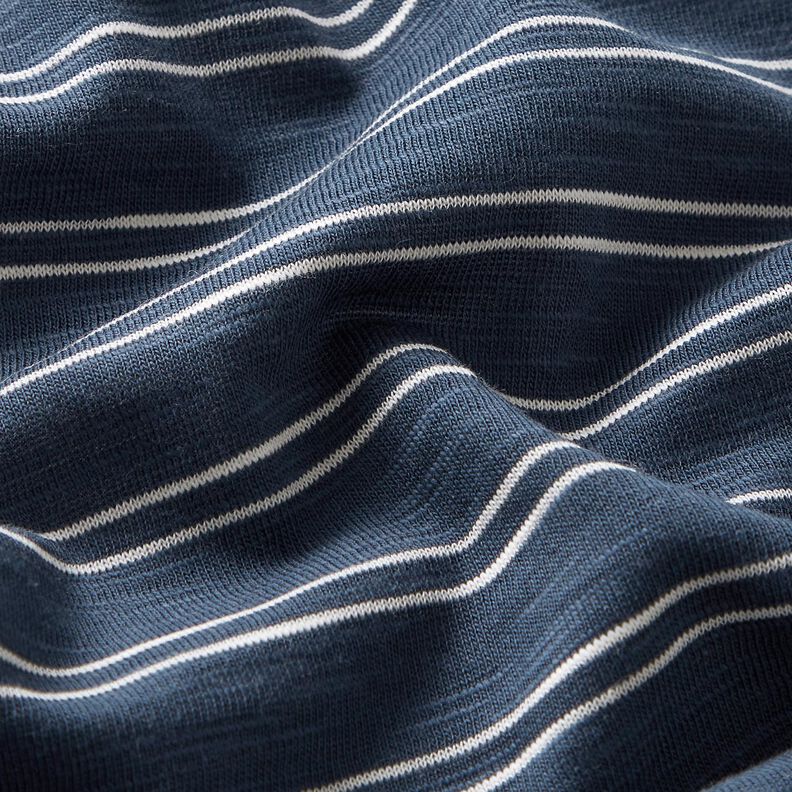Jersey de algodão Riscas irregulares – azul-marinho/branco,  image number 2