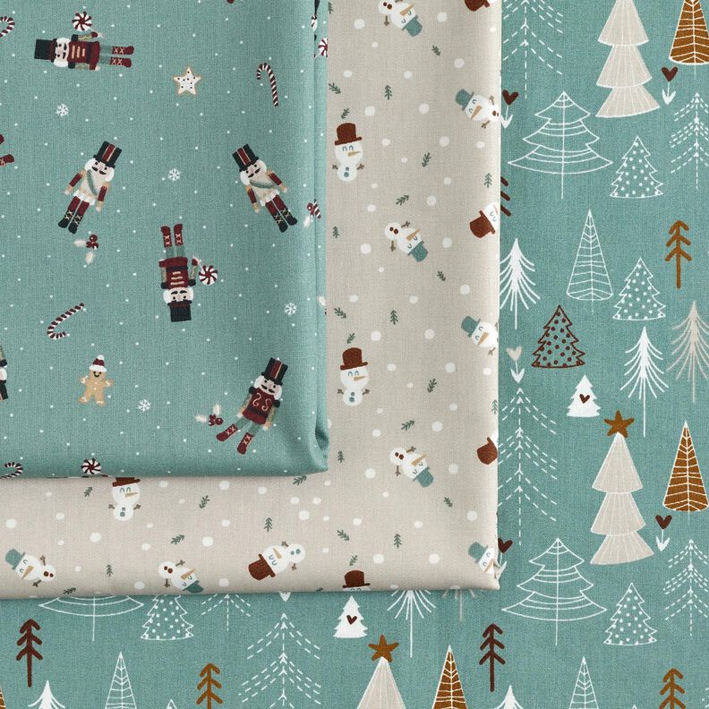 Tecido de algodão Popelina Bonecos de neve fofos – taupe claro,  image number 5