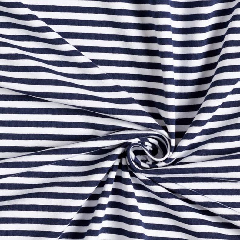Jersey de algodão Riscas estreitas – azul-marinho/branco,  image number 4