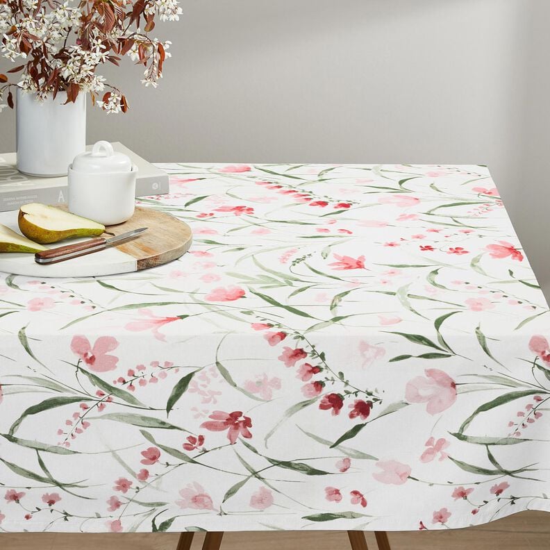 Tecido para decora&ccedil;&atilde;o Meio linho Panam&aacute; Fr&eacute;sias &ndash; marfim/rosa-claro,  image number 7