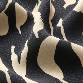 Tecido de viscose Padrão zebra abstrato – preto/bege claro, 