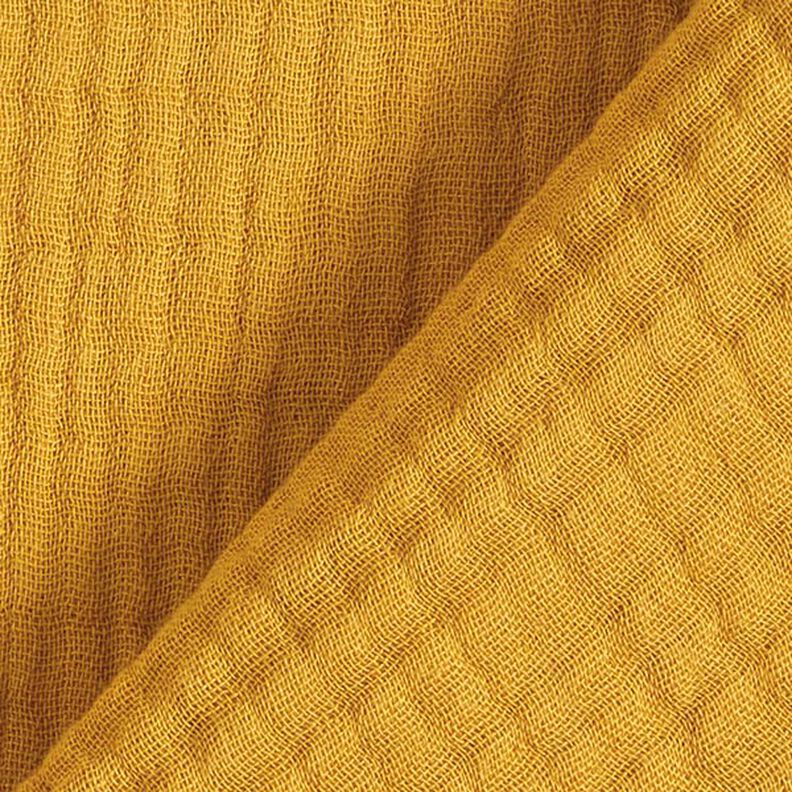 GOTS Musselina de algodão de três camadas – amarelo-caril,  image number 5