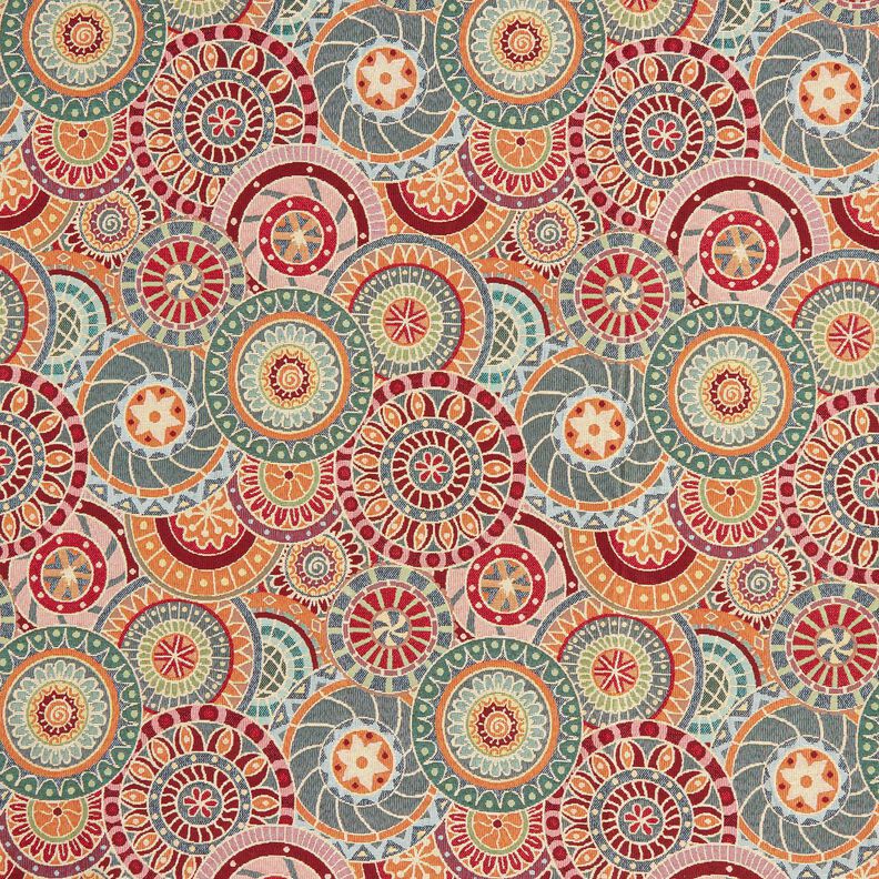 Tecido para decoração Gobelina Círculos coloridos – carmin/bege claro,  image number 1