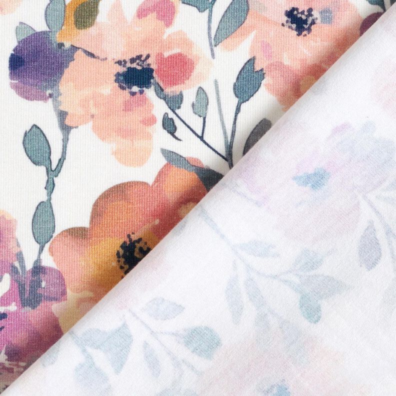 GOTS Jersey de algodão Aguarela Prado de flores Impressão Digital – marfim,  image number 4