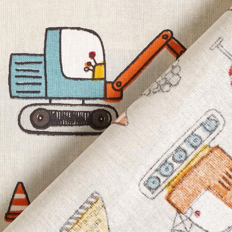 Tecido de algodão Cretone Estaleiro de obras – cinzento,  image number 4