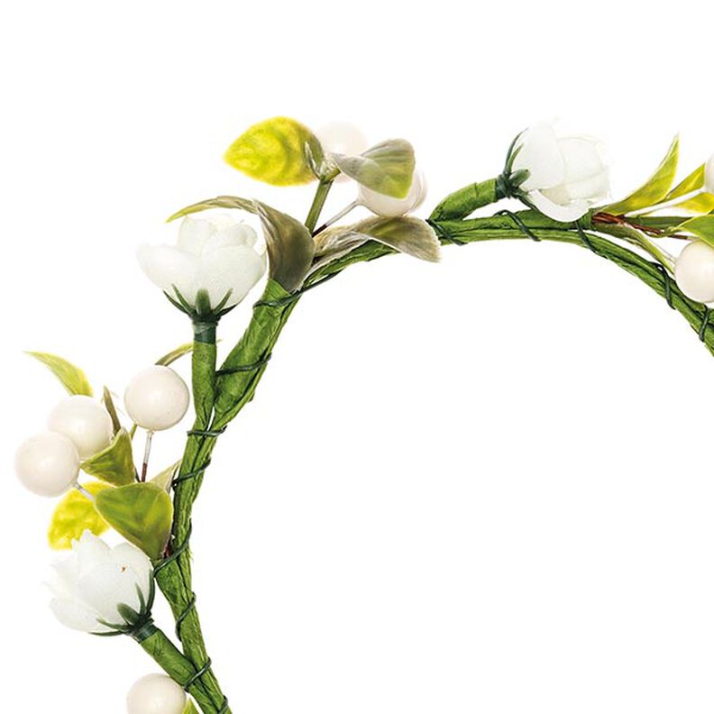 Coroa de flores Decoração com Bagas [Ø 9 cm/ 14 cm] – branco/verde,  image number 2