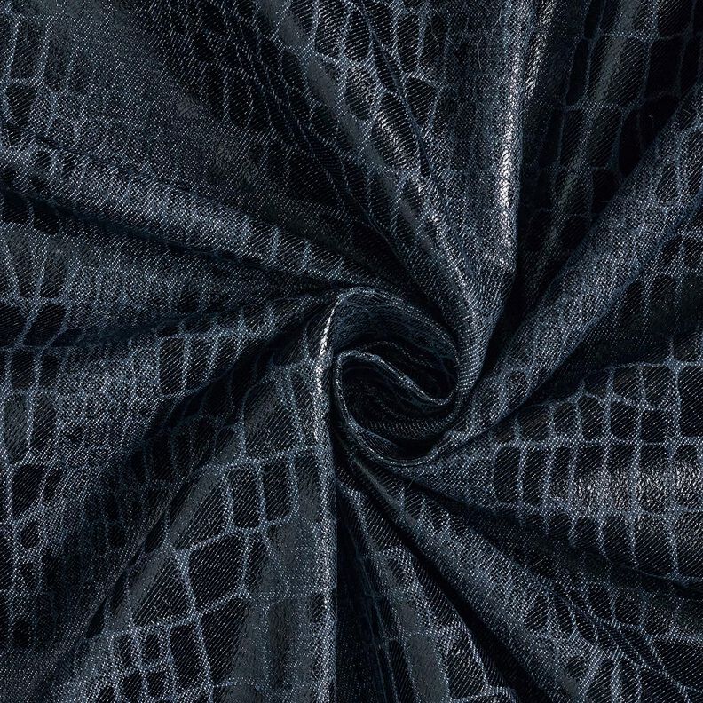 Denim de viscose Aparência de réptil – preto azulado,  image number 3