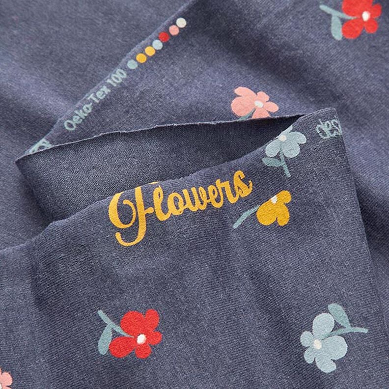Jersey de algodão Florzinhas – azul-marinho,  image number 3