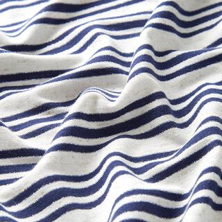 Jersey de viscose Riscas brilhantes irregulares – branco sujo/azul-marinho, 