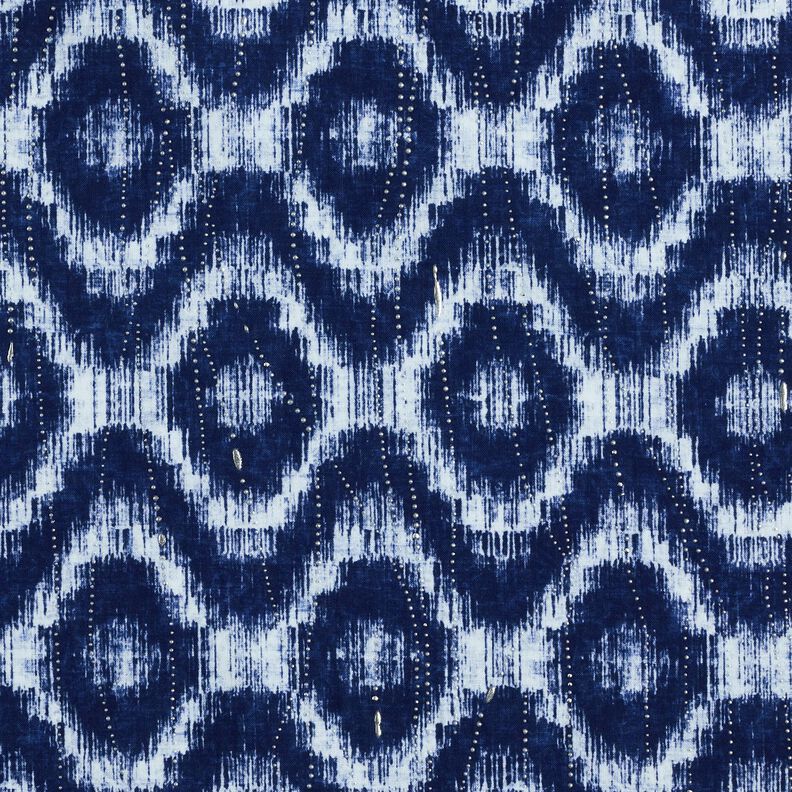 Popelina de algod&atilde;o Losangos e gotas brilhantes &ndash; &iacute;ndigo/branco,  image number 1
