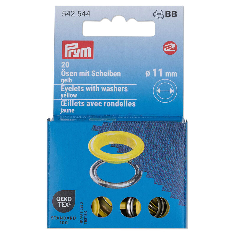 Ilhós com anilhas [20 peças | Ø 11 mm] | Prym – amarelo/prata metálica,  image number 1