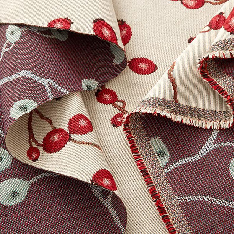 Tecido para decoração Gobelina Rosa mosqueta – bege claro/vermelho,  image number 3