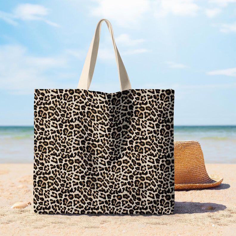 Tecido para decoração Jacquard Estampa de leopardo em rede – bege claro/preto,  image number 6