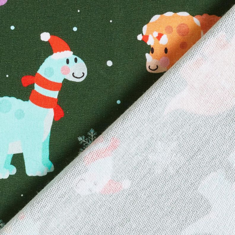 French Terry Sweat de verão Bebé dinossauro no espírito natalício | Glitzerpüppi – verde escuro/cor,  image number 4