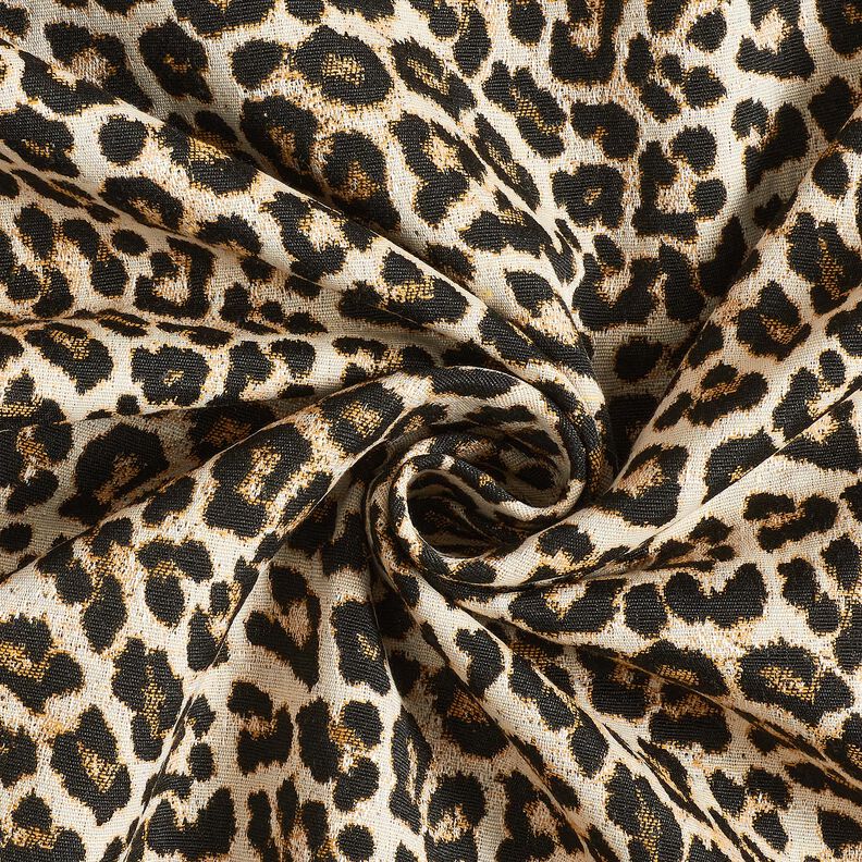 Tecido para decoração Jacquard Estampa de leopardo em rede – bege claro/preto,  image number 3