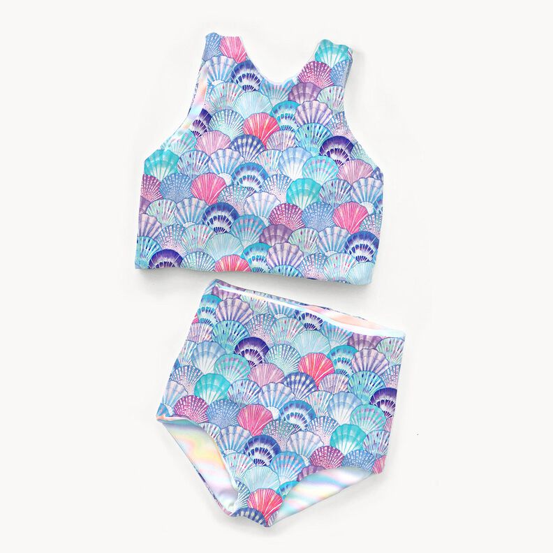 Tecido para fatos de banho UPF50 Conchas – azul marinho/azul violeta,  image number 5