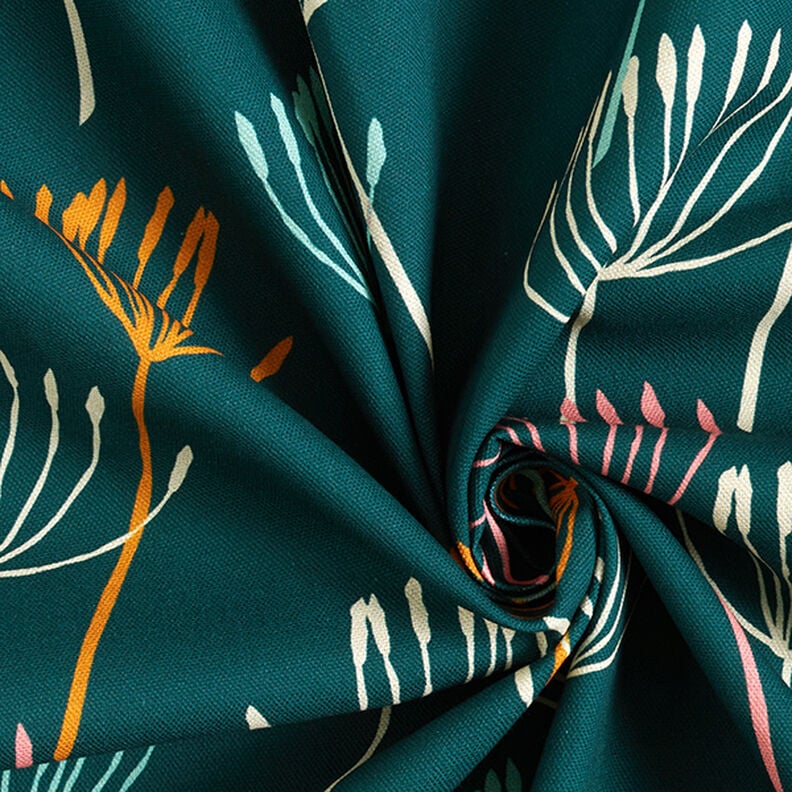 Tecido para decoração Meio linho Panamá Dentes-de-leão – azul petróleo/menta clara,  image number 3