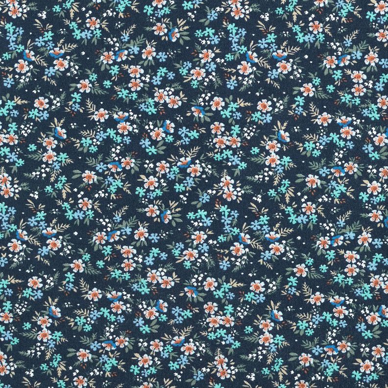 Jersey de algodão Mar de florzinhas – azul-noite/eucalipto,  image number 1
