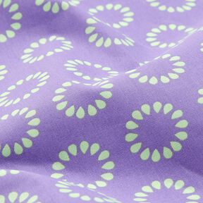 Algodão revestido Círculos coloridos – lavanda/verde folhas de maio, 